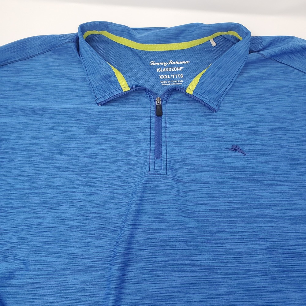 Tommy Bahama Pullover Mens 3XL IslandZone Blue Quarter Zip Space Dye Long Sleeve